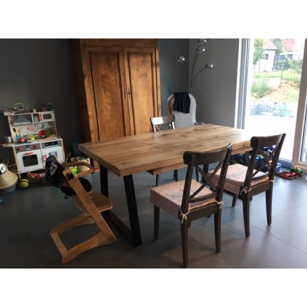 Table bois métal en noyer