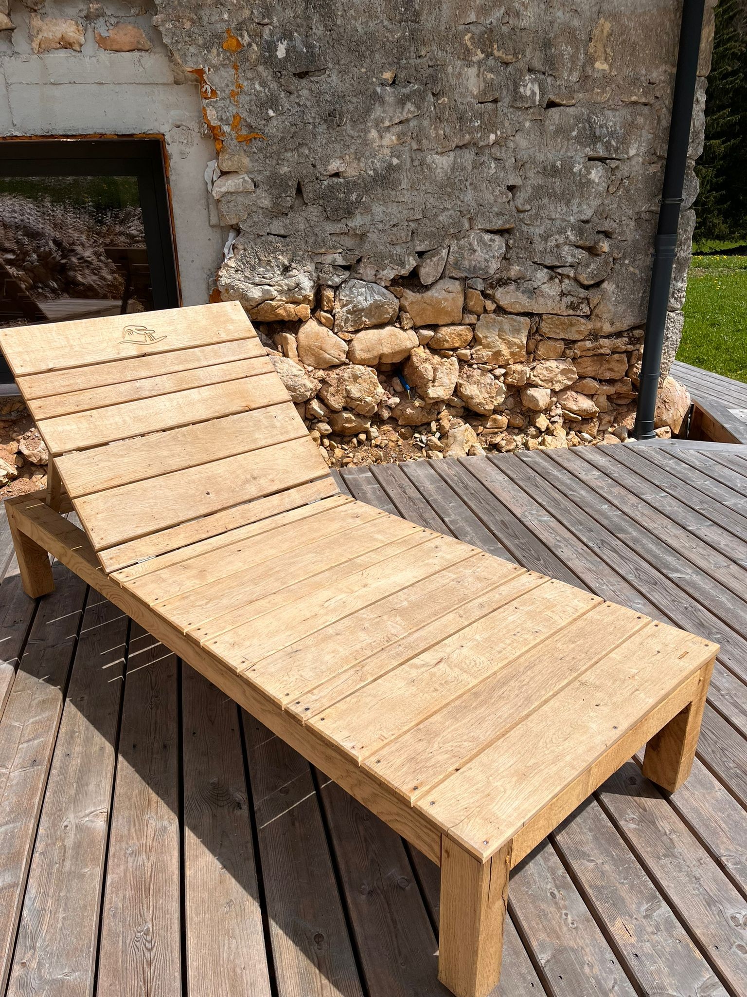 Salon de jardin chêne scié fin — vue 2 — Bois Joli Création