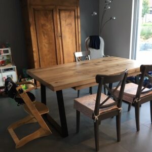 Table bois métal en noyer — vue 1 — Bois Joli Création