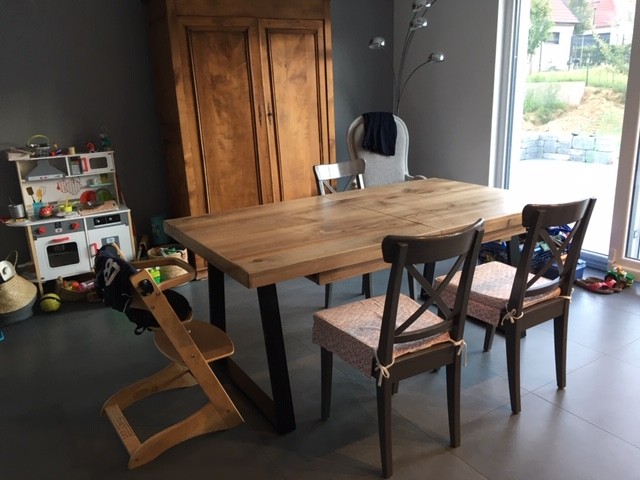 Table bois métal en noyer — vue 1 — Bois Joli Création